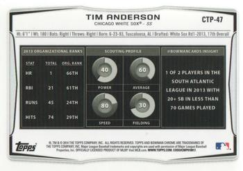 2014 Bowman Draft - Chrome Top Prospects #CTP-47 Tim Anderson Back