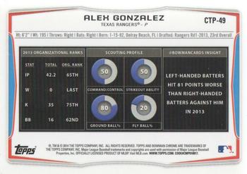 2014 Bowman Draft - Chrome Top Prospects #CTP-49 Alex Gonzalez Back