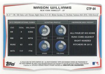 2014 Bowman Draft - Chrome Top Prospects #CTP-64 Mason Williams Back