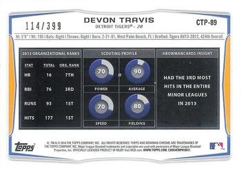 2014 Bowman Draft - Chrome Top Prospects Blue Refractors #CTP-89 Devon Travis Back