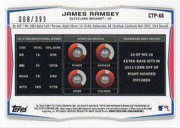 2014 Bowman Draft - Chrome Top Prospects Blue Refractors #CTP-68 James Ramsey Back