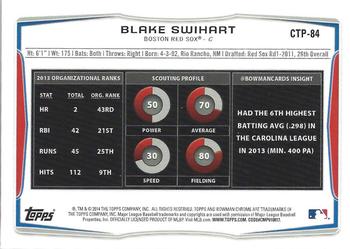 2014 Bowman Draft - Chrome Top Prospects Blue Wave Refractors #CTP-84 Blake Swihart Back