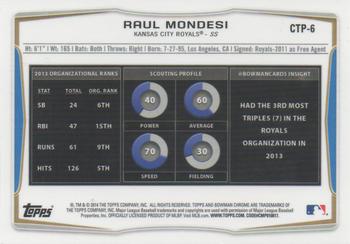 2014 Bowman Draft - Chrome Top Prospects Refractors #CTP-6 Raul Mondesi Back