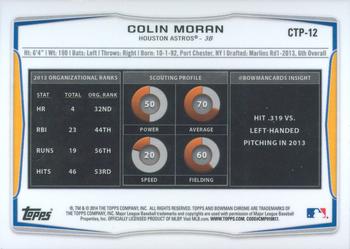 2014 Bowman Draft - Chrome Top Prospects Refractors #CTP-12 Colin Moran Back