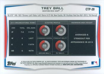 2014 Bowman Draft - Chrome Top Prospects Refractors #CTP-20 Trey Ball Back