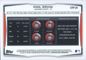 2014 Bowman Draft - Chrome Top Prospects Refractors #CTP-24 Phil Ervin Back