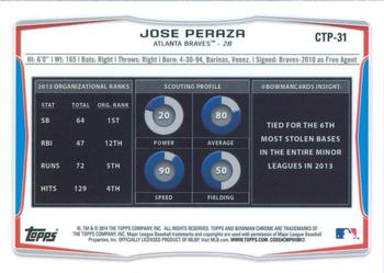 2014 Bowman Draft - Chrome Top Prospects Refractors #CTP-31 Jose Peraza Back