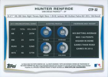 2014 Bowman Draft - Chrome Top Prospects Refractors #CTP-32 Hunter Renfroe Back