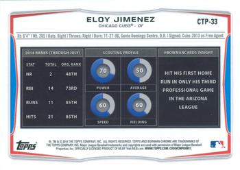 2014 Bowman Draft - Chrome Top Prospects Refractors #CTP-33 Eloy Jimenez Back