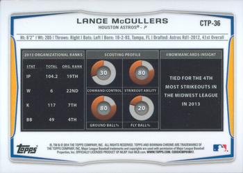 2014 Bowman Draft - Chrome Top Prospects Refractors #CTP-36 Lance McCullers Back