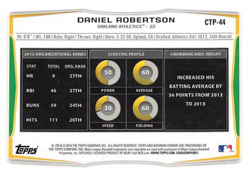 2014 Bowman Draft - Chrome Top Prospects Refractors #CTP-44 Daniel Robertson Back