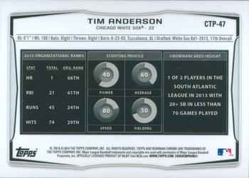 2014 Bowman Draft - Chrome Top Prospects Refractors #CTP-47 Tim Anderson Back
