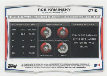 2014 Bowman Draft - Chrome Top Prospects Refractors #CTP-52 Rob Kaminsky Back