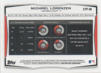 2014 Bowman Draft - Chrome Top Prospects Refractors #CTP-58 Michael Lorenzen Back
