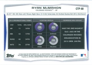 2014 Bowman Draft - Chrome Top Prospects Refractors #CTP-60 Ryan McMahon Back