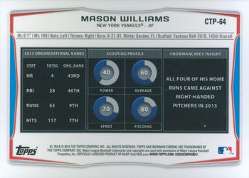 2014 Bowman Draft - Chrome Top Prospects Refractors #CTP-64 Mason Williams Back