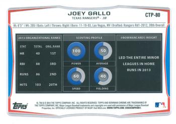 2014 Bowman Draft - Chrome Top Prospects Refractors #CTP-80 Joey Gallo Back