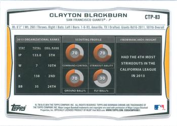 2014 Bowman Draft - Chrome Top Prospects Refractors #CTP-83 Clayton Blackburn Back