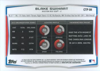 2014 Bowman Draft - Chrome Top Prospects Refractors #CTP-84 Blake Swihart Back