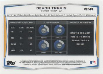2014 Bowman Draft - Chrome Top Prospects Refractors #CTP-89 Devon Travis Back
