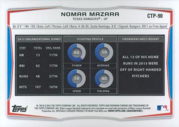2014 Bowman Draft - Chrome Top Prospects Refractors #CTP-90 Nomar Mazara Back