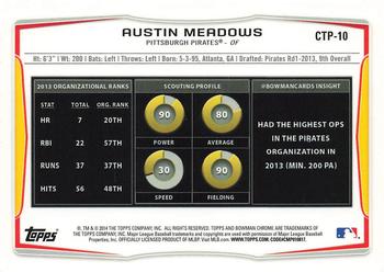2014 Bowman Draft - Chrome Top Prospects Refractors #CTP-10 Austin Meadows Back