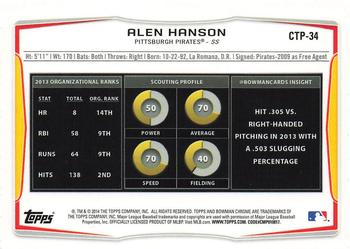 2014 Bowman Draft - Chrome Top Prospects Refractors #CTP-34 Alen Hanson Back