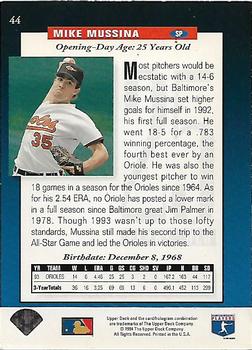 1994 Upper Deck - Electric Diamond #44 Mike Mussina Back