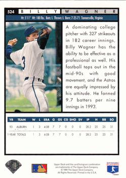 1994 Upper Deck - Electric Diamond #524 Billy Wagner Back
