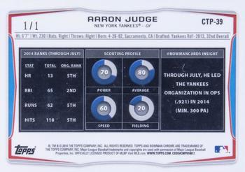 2014 Bowman Draft - Chrome Top Prospects Superfractors #CTP-39 Aaron Judge Back