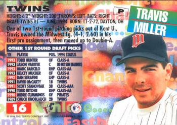 1994 Stadium Club Draft Picks #16 Travis Miller Back