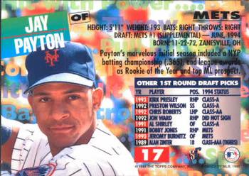 1994 Stadium Club Draft Picks #17 Jay Payton Back