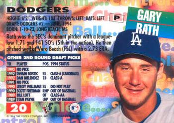 1994 Stadium Club Draft Picks #20 Gary Rath Back