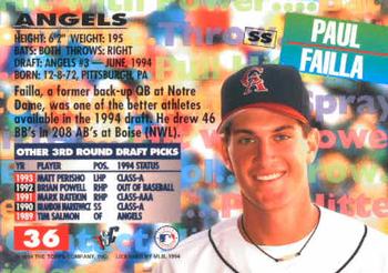 1994 Stadium Club Draft Picks #36 Paul Failla Back