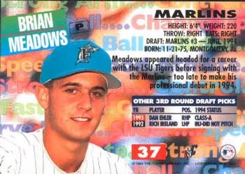 1994 Stadium Club Draft Picks #37 Brian Meadows Back