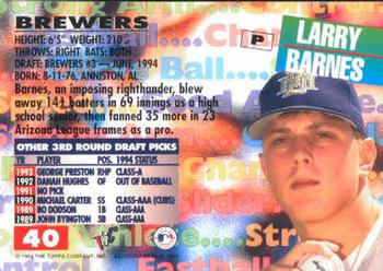 1994 Stadium Club Draft Picks #40 Larry Barnes Back