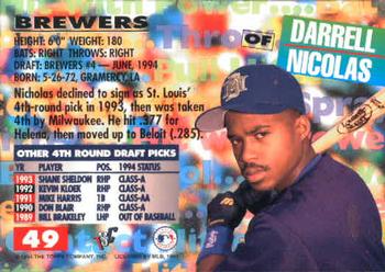 1994 Stadium Club Draft Picks #49 Darrell Nicholas Back