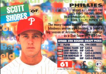 1994 Stadium Club Draft Picks #61 Scott Shores Back