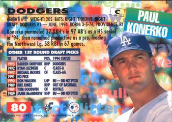 1994 Stadium Club Draft Picks #80 Paul Konerko Back