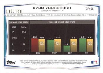 2014 Bowman Draft - Red Ice #DP105 Ryan Yarbrough Back