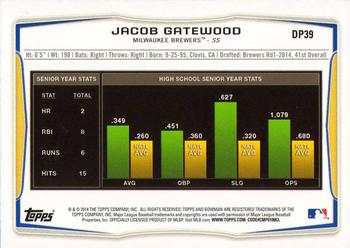 2014 Bowman Draft - Silver Ice #DP39 Jacob Gatewood Back
