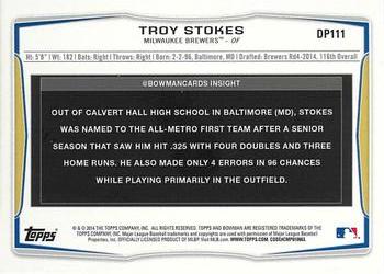 2014 Bowman Draft - Silver Ice #DP111 Troy Stokes Back