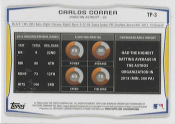 2014 Bowman Draft - Top Prospects Black #TP-3 Carlos Correa Back