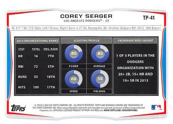 2014 Bowman Draft - Top Prospects Black #TP-41 Corey Seager Back