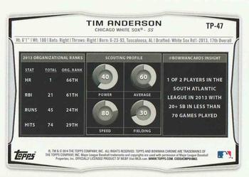 2014 Bowman Draft - Top Prospects Black #TP-47 Tim Anderson Back