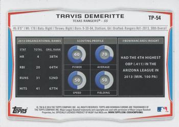 2014 Bowman Draft - Top Prospects Black #TP-54 Travis Demeritte Back