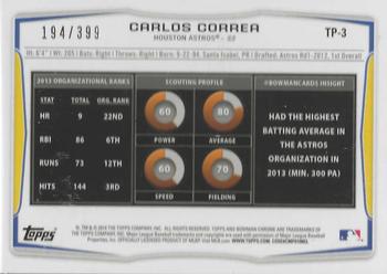 2014 Bowman Draft - Top Prospects Blue #TP-3 Carlos Correa Back