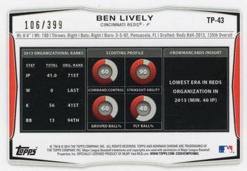 2014 Bowman Draft - Top Prospects Blue #TP-43 Ben Lively Back