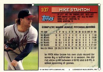 1994 Topps - Gold #107 Mike Stanton Back