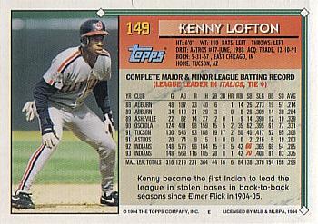 1994 Topps - Gold #149 Kenny Lofton Back